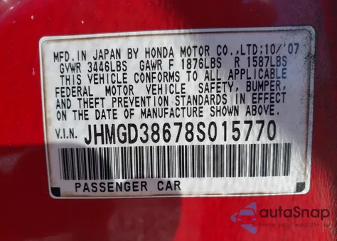 2008 Honda Fit Sport from USA, damaged, VIN JHMGD38678S015770